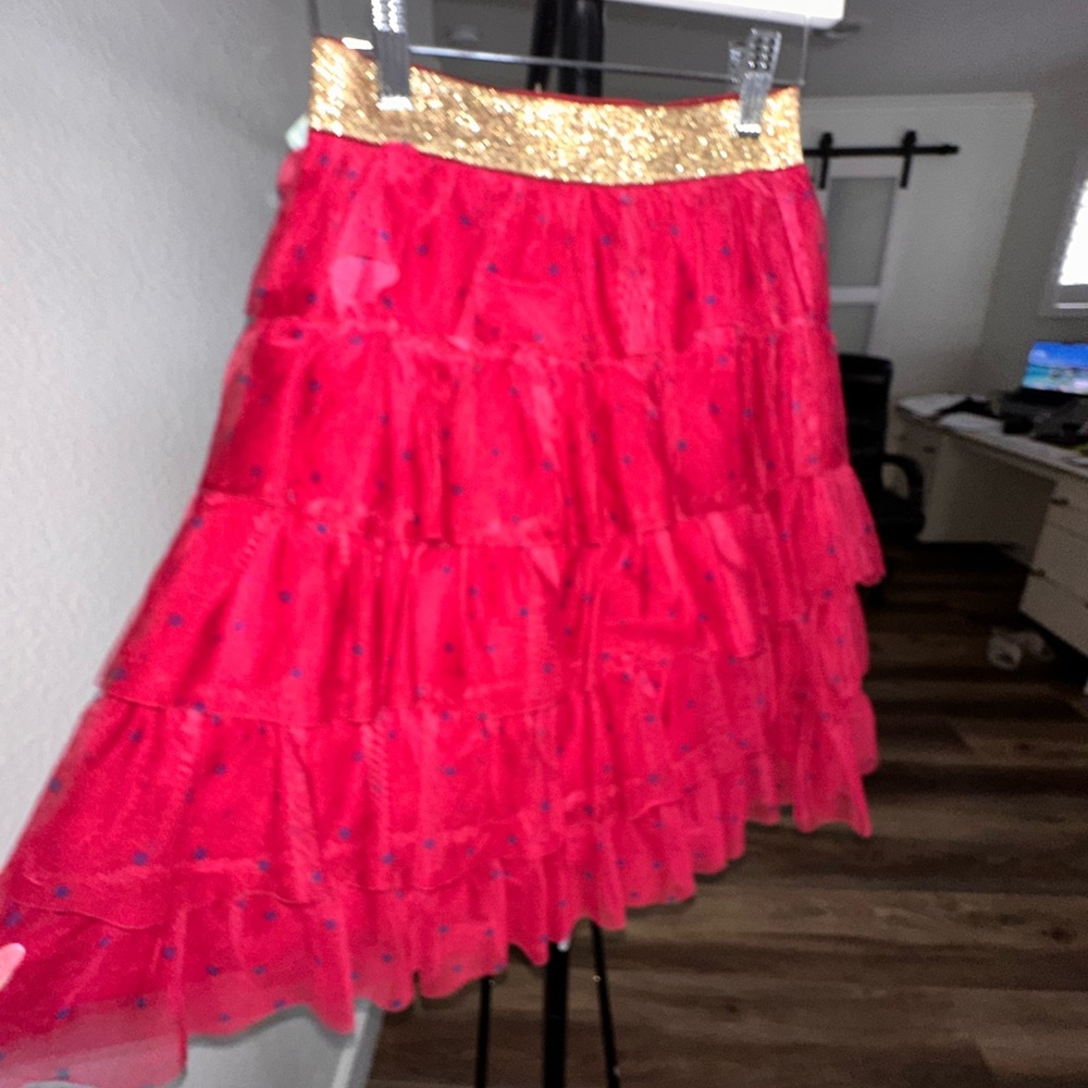 Mini Boden Red Skirt with Gold Waistband